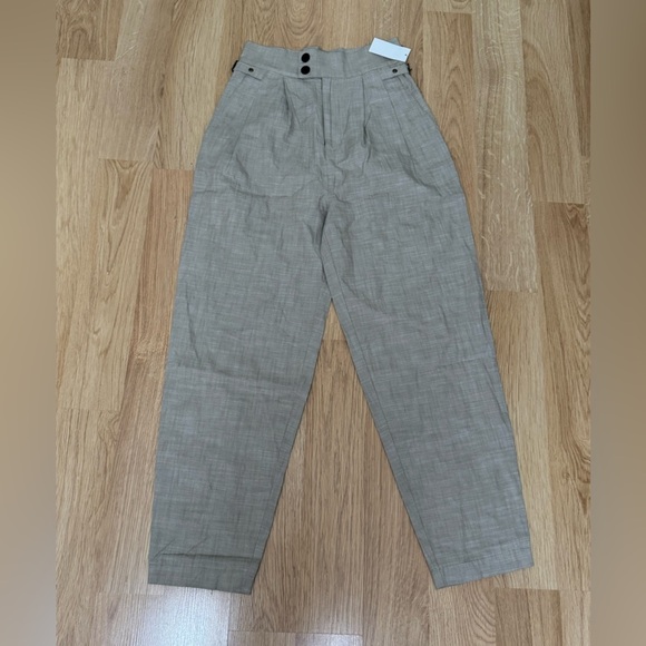 JOIE 100% Cotton Nadia Pants in Oatmeal Light Academia Pleated Size 0 NWT - Picture 6 of 11